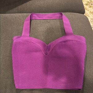 Babaton Purple Ribbed Crop Top